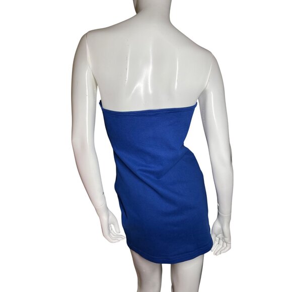 Zara Women's Medium Blue Dress Strapless Tube Stretch Denim Cotton Mini NWT M - Picture 4 of 11